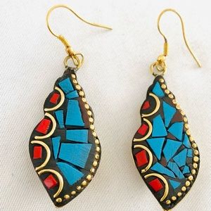 Handmade multi color Tibetan Earrings